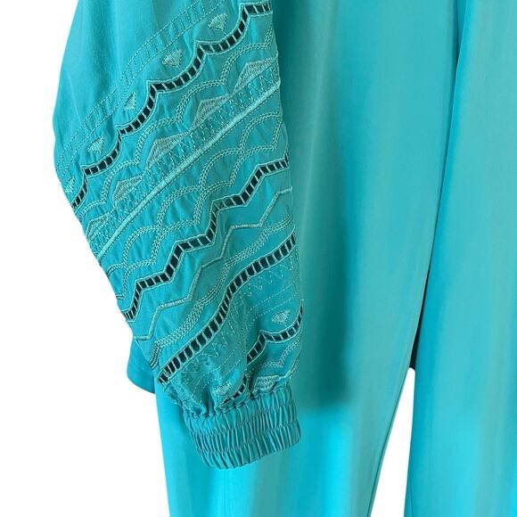 CHICO'S Women's Size XL Teal Zip Jacket Pants Comfort Loungewear Tracksuit Set - Picture 12 of 13